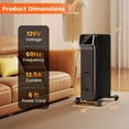 thumbnail image 2 of Harmijoy 1500W Electric Radiant Heater, Oil Filled Space Heater w/ Remote, Adjustable Thermostat, 24H Timer & 3 Heating Levels, Portable Indoor Heater w/ Overheat & Tip over Protection, 2 of 10
