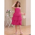 thumbnail image 7 of IBTOM CASTLE Girl Sleeveless Ruffle Formal Wedding Tiered Tulle Dress Teen Pageant Birthday Homecoming Prom Outfits Junior Graduation Dress 15-16 Years Hot Pink, 7 of 7