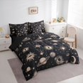 thumbnail image 3 of jejeloiu Stars Planet Moon 7-Piece Twin Bedding Sets,Universe Galaxy Bedding Comforter Set,Beige Black Sheet Sets For Adults,Microfiber Bedroom Decor Reversible, 3 of 8