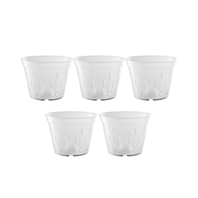 Macetas para orquídeas con agujeros, maceta para flores, maceta de jardinería, maceta transparente con agujeros, para cocina, jardín y dormitorio Sin platillo 5 pulgadas