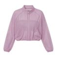 thumbnail image 4 of Inverlee Women's Stand Collar Mesh Zip Up Cropped Athletic Jacket Lightweight Breathable Windbreaker Trendy Solid Gym Runing Outwear Purple M, 4 of 7