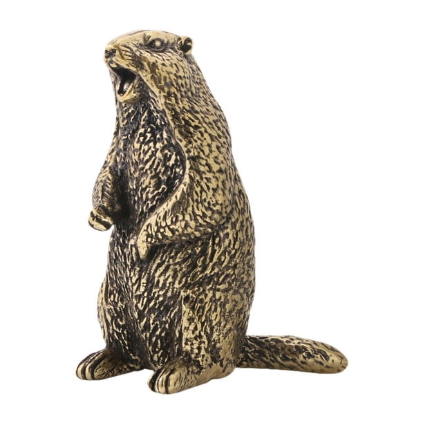 Figura de marmota de latón en miniatura, estilo retro, realista, para sala de estar, escritorio y hogar.
