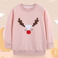 thumbnail image 3 of Crewneck Sweatshirt Girls Christmas Embroidered Crew Neck Hoodless Sweatshirt Long Sleeve Pullover Pink 4-5 Years, 3 of 8