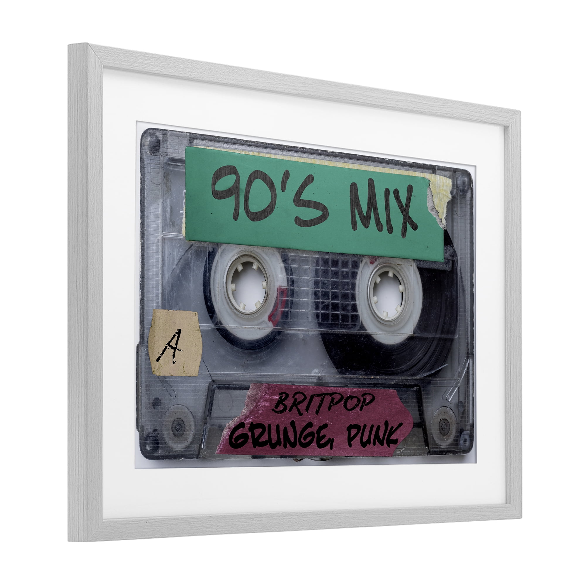 Stupell Industries Retro 90s Mix Cassette Gray Framed Print Under Glass, design by Annabelle Hall