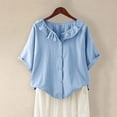 thumbnail image 2 of Blouses pour Femmes Col Rond Décontracté Bouton Basique Confortable Tee Lounge Tendance Léger Été Vacances Chemise Douce 2025, 2 of 6