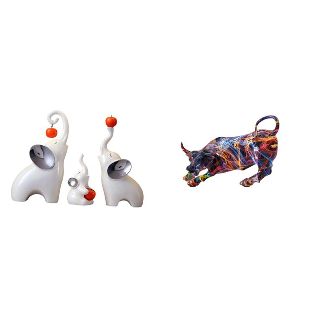 Esculturas de elefantes,Estatuas de elefantes,decoración del hogar,artesanías de cerámica,Estatua de toro de resina,Pintura Resina Toro Estatua Escultura Inicio,Figuras de animales de toro