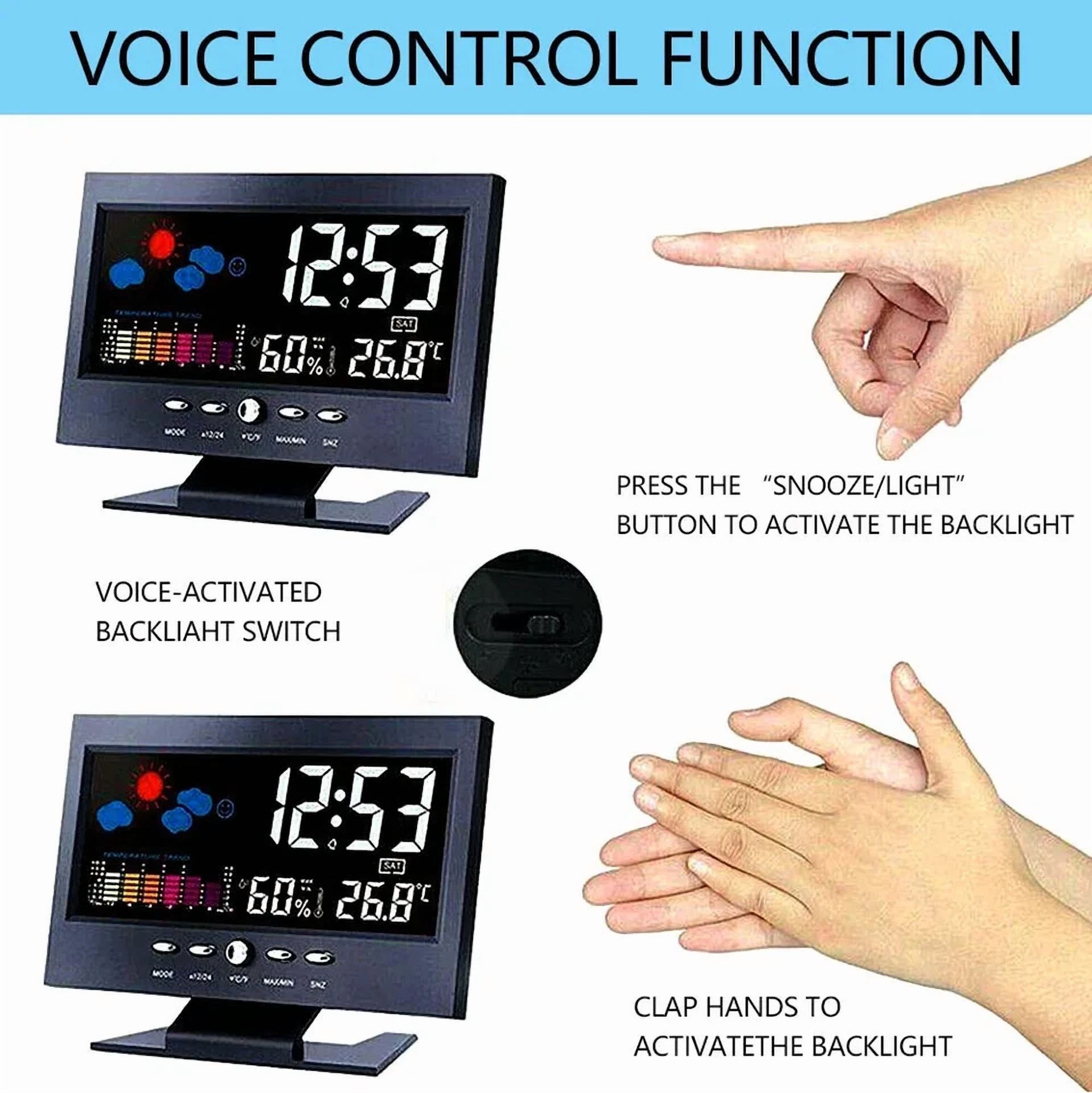 New Digital Alarm Clock Calendar Thermometer Hygrometer Weather Forecast Us