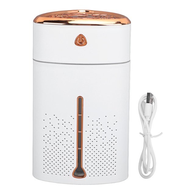 Minihumidificador portátil USB de 1000 ml con botón táctil ultrasónico y luz nocturna, humidificador de niebla para dormitorio, coche, oficina, viajes, color blanco