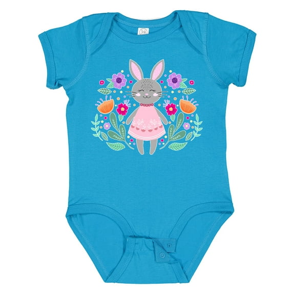 Inktastic Easter Scandinavian Bunny with Flowers Boys or Girls Baby Bodysuit