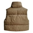 thumbnail image 5 of Niaviben Puffy Vest Women Cropped Puffer Vest Warm Vest for Women's Jacket Women's Casual Jackets Winter Coats for Women Ladies Jackets Khaki M, 5 of 8
