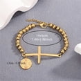 thumbnail image 3 of Gold vintage cross bead bracelet, unisex design, a stylish and personalized gift choice., 3 of 6