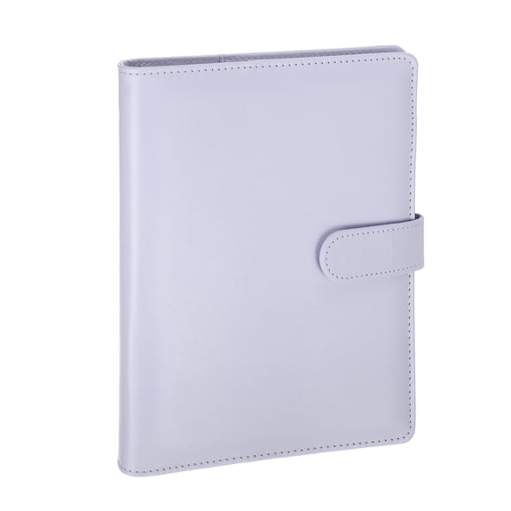 Uxcell A5 Binder 6 Ring, Refillable Loose Leaf Notebook Binder Cover PU Leather Budget Planner Protector Cover with Pen Slot Magnetic Buckle for Journal Photocard Collection, Purple