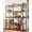 Wood Color, variant on DSstyles 5 Tier Corner Shelf Stand, 57” Tall Metal Frame Corner Shelf with Wood Shelves, Standing Shelf Organizer for Living Room, Bedroom, Kitchen, Bathroom | Black