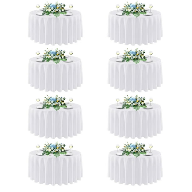 Mantel redondo sancua, 229 cm, poliéster blanco, paquete de 8