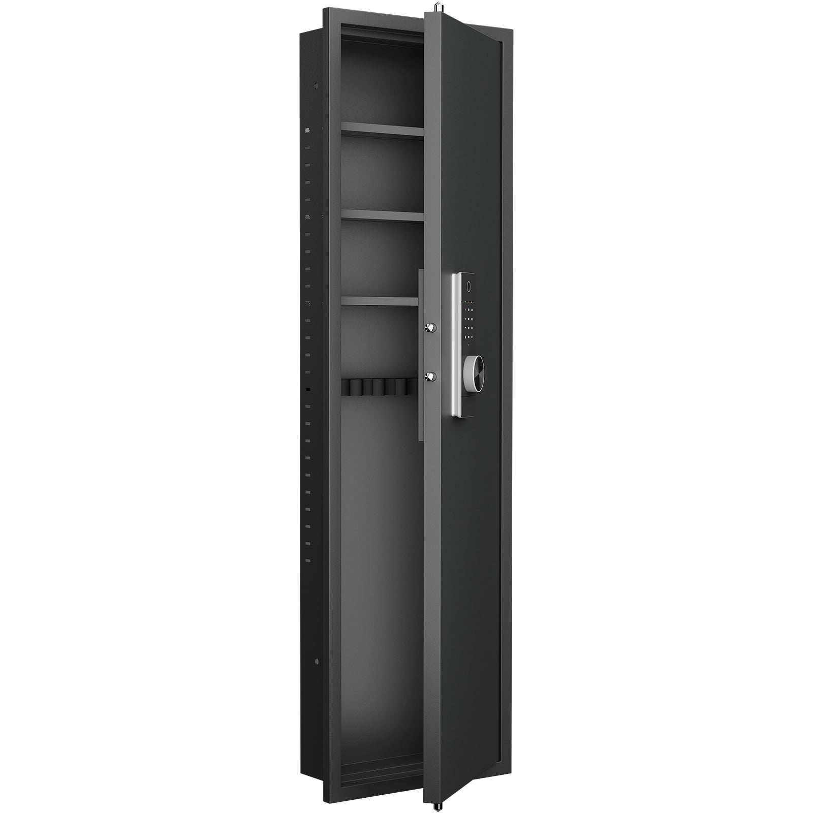 53" Fingerprint Touch Panel In-Wall Safe,Hidden Wall Gun Safe for Rifles with Adjustable Shelves,Assembled Storage Multifunctional Wall Safe for Firearm and Valuables (Black-Fingerprint) 44003