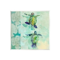 Stupell Green Turtles Swimming Abstract Shapes Landscape Painting Wall Plaque Unframed Art Print Wall Art