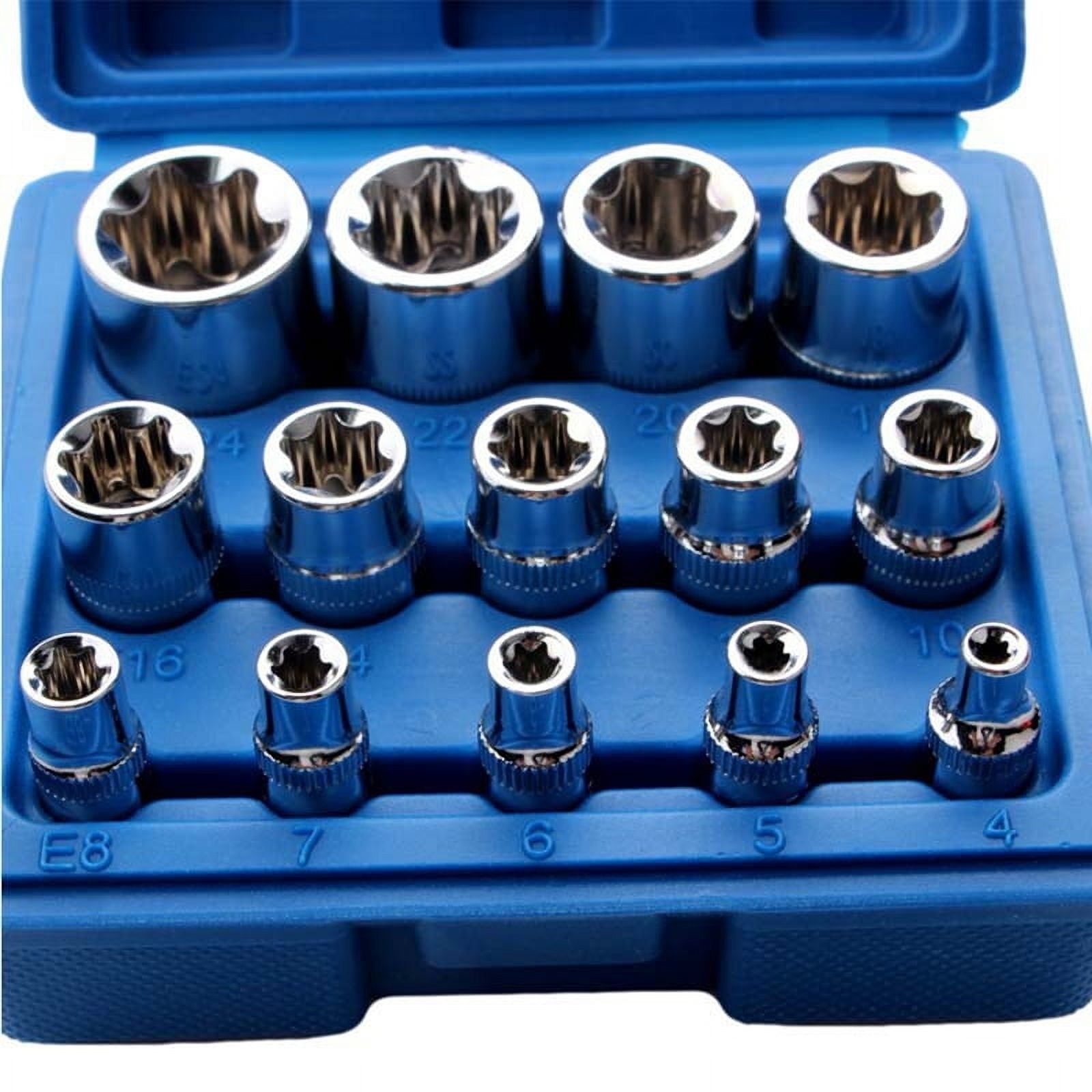 14PCS Female E Star Torx Socket Set E4-E24 E-Torx External Hex Socket Insert Nut