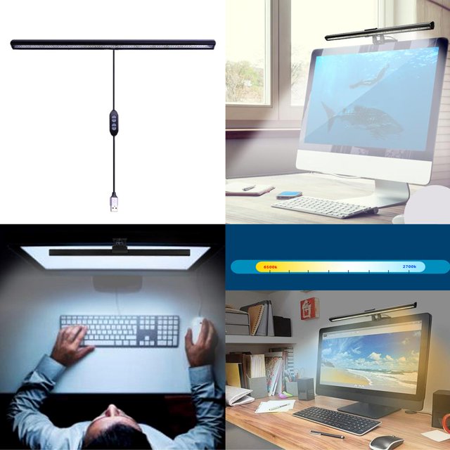Luz de clip de lámpara colgante LED de pantalla de de ordenador portátil de lectura negra sin deslumbramiento de pantalla