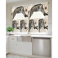 thumbnail image 4 of Floral Zebra Kitchen Curtains Swag Valance and Tier Curtains Set 36 Inch Length, Black Stripes Flowers Plant Spring Botanical Rod Pocket Drape Panels Pair Swag Curtains for Bathroom/Cafe/Window, 4 of 6