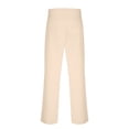 thumbnail image 5 of Mens Wide Leg Dress Pants Relaxed Fit Fashion Vintage Work Trousers Cotton Linen Pleated Baggy Lined Slacks Khaki M, 5 of 5