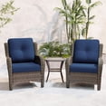 thumbnail image 3 of Meetleisure 3 Piece Wicker Patio Furniture Set, Rattan Chairs with Side Table, High Back, Deep Seating, Wide Armrest, Thick Cushions for Deck Porch, Dark Blue, 3 of 9