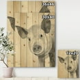 thumbnail image 3 of Designart 'Piglet Farmhouse Animal in Monochrome' Farmhouse Animals Print on Natural Pine Wood, 3 of 3