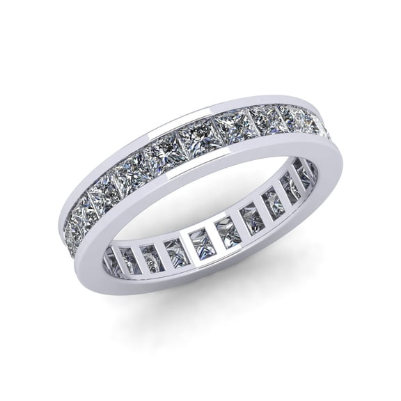 Natural 2.70Ct Princess Cut Diamond Classic Channel Set Women's Anniversary Wedding Eternity Band Ring Solid 10k White Gold G-H I1