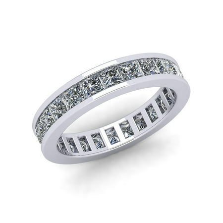 Princess Cut Diamond Channel Band - Natural 2.70Ct Princess Cut Diamond Classic Channel Set Women's Anniversary Wedding Eternity Band Ring Solid 10k White Gold G-H I1