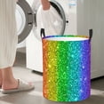thumbnail image 4 of Goofa Glitter Rainbow Printed Circular Hamper,Laundry Basket with Handles,Storage Baskets Foldable,Large Capacity Laundry Hamper-, 4 of 8