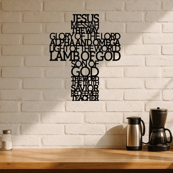 Minimalist  Black Cross Jesus Metal Wall Art Waterproof Rustproof, and Fade-Resistant Durability for The Bedroom Living Room or Bathroom Room Decor Accessories for Home Decor