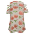 thumbnail image 5 of Hand Drawn Peach Pattern Womens Summer V Neck Zipper Top Short Sleeve T Shirt Off Shoulder Top Casual Classy Loose Shirts, 5 of 7