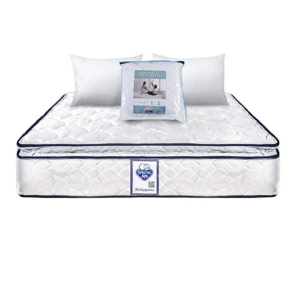 Colchón Spring Air Queen Size City + 2 Almohadas Sc + Protector Ensueño
