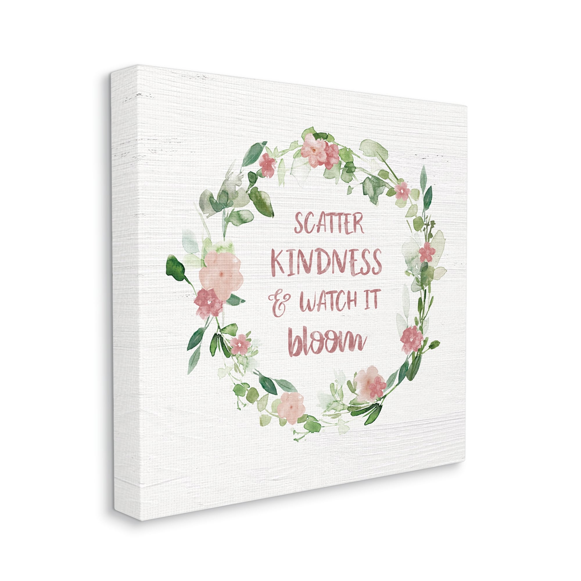 Stupell Industries Scatter Kindness Watch Bloom Motivational Spring Phrase Roses Graphic Art Gallery-Wrapped Canvas Print Wall Art, 17x17, by Carol Robinson