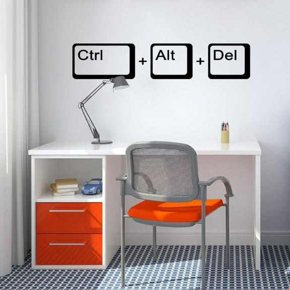 Ctrl Alt Del Computer Geek Science Wall Decal School Kids Room Laptop Gamer Quote Wall Sticker Vinyl Home Decor Game Mural 137x28cm