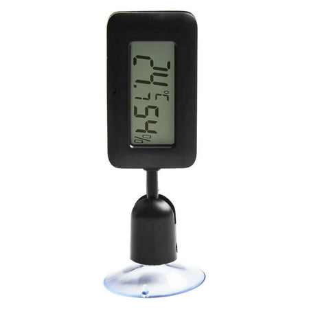 Digital Reptile Thermometer And Hygrometer With 360° Rotating Luminous Suction Cup For Terrarium, -20 To 60°C(Black)