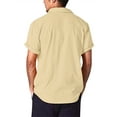 thumbnail image 4 of Mrrootc Men's Cotton Linen Summer Pockets Turn-down Collar Short Sleeve T-Shirt Tops, 4 of 5