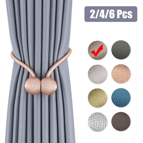 2/4/6 Pcs Embrasses Magnétiques pour Rideaux, Embrasses de Retenue Décoratives en Corde, Boucle de Rideau, Supports d'Embrasses pour Fenêtres Grandes, Larges Ou Épaisses, les Embrasses de Rideaux les Plus Pratiques, 16 Pouces
