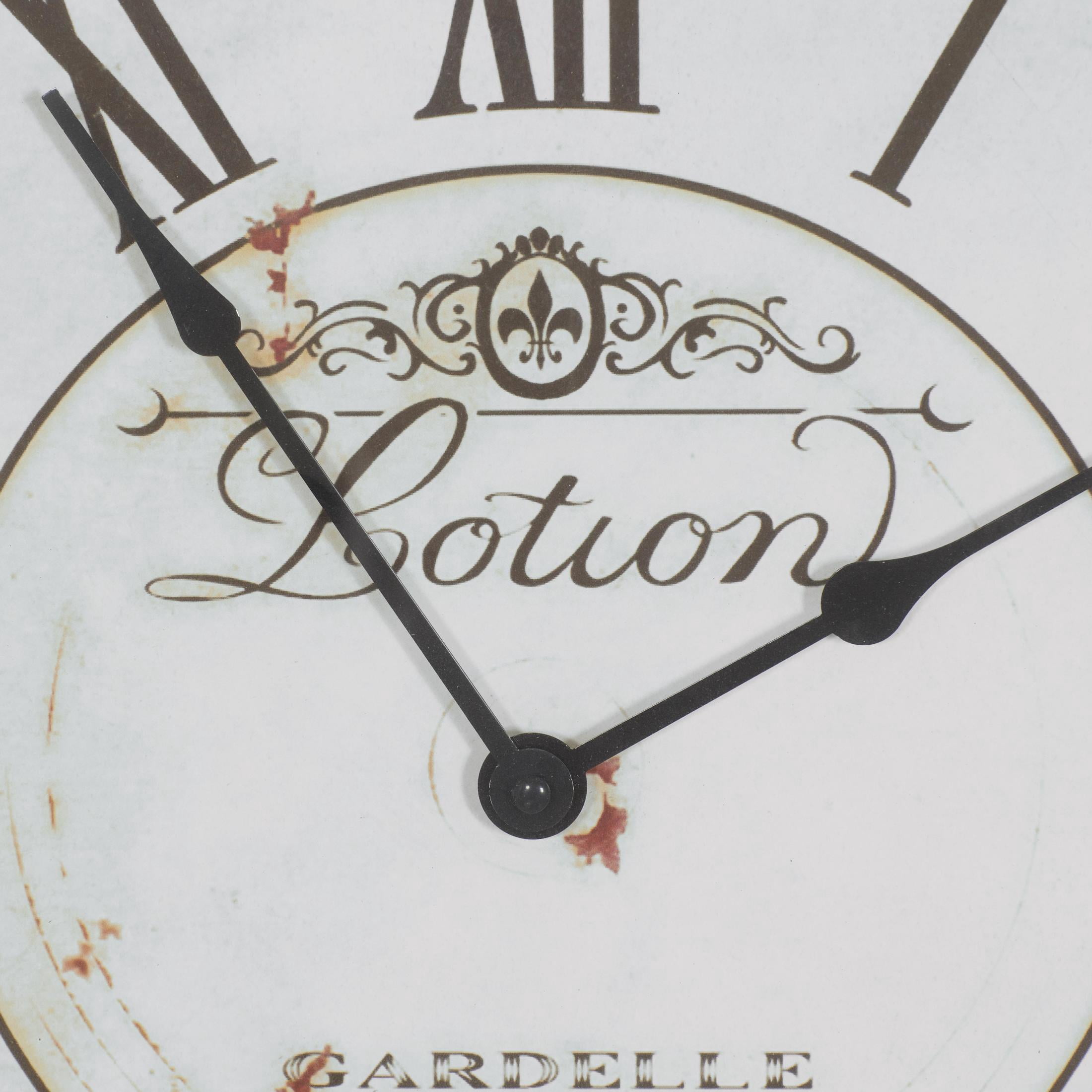 DecMode 24" Cream Wooden Fleur De Lis Distressed Wall Clock