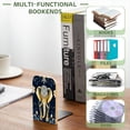 thumbnail image 6 of Bookends 1 Pair Non-Skid Bookend Wood Bookends for Shelves Book Stand for CDs - Dark Blue Background With Elephant in The Center, 6 of 7