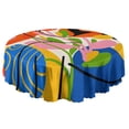 thumbnail image 5 of 60 Inch Round Lace Tablecloth Water Resistant Washable, Tropical Leaf Print, 5 of 5