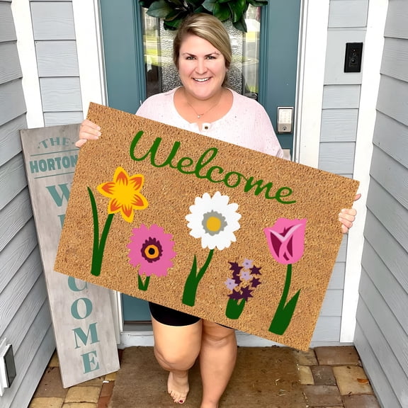 RLESO 2026 New Outdoor Mats for Front Door Bouquet,Flower Print,Spring/Summer Floor Mat Spring Door Mat Outdoor for Porch, Entryway, Garden, Patio, Front Door, Seasonal Decoration