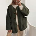 thumbnail image 3 of Dpytoraw Women's Cozy Winter Jacket Casual Long Sleeve Buttoned Fleece Coat, 3 of 5