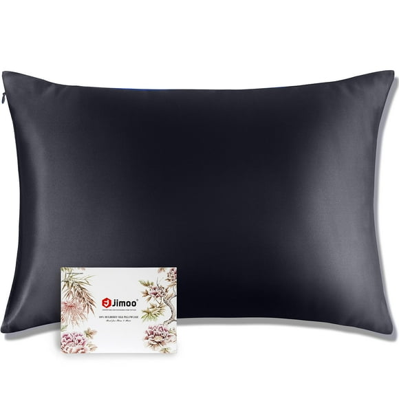 J JIMOO 100% Mulberry Silk Pillowcase for Hair and Skin, Both Sides 19 Momme Pure Natural Silk Pillowcases Soft Breathable King 20''?36'', Dark Grey 1 Pack