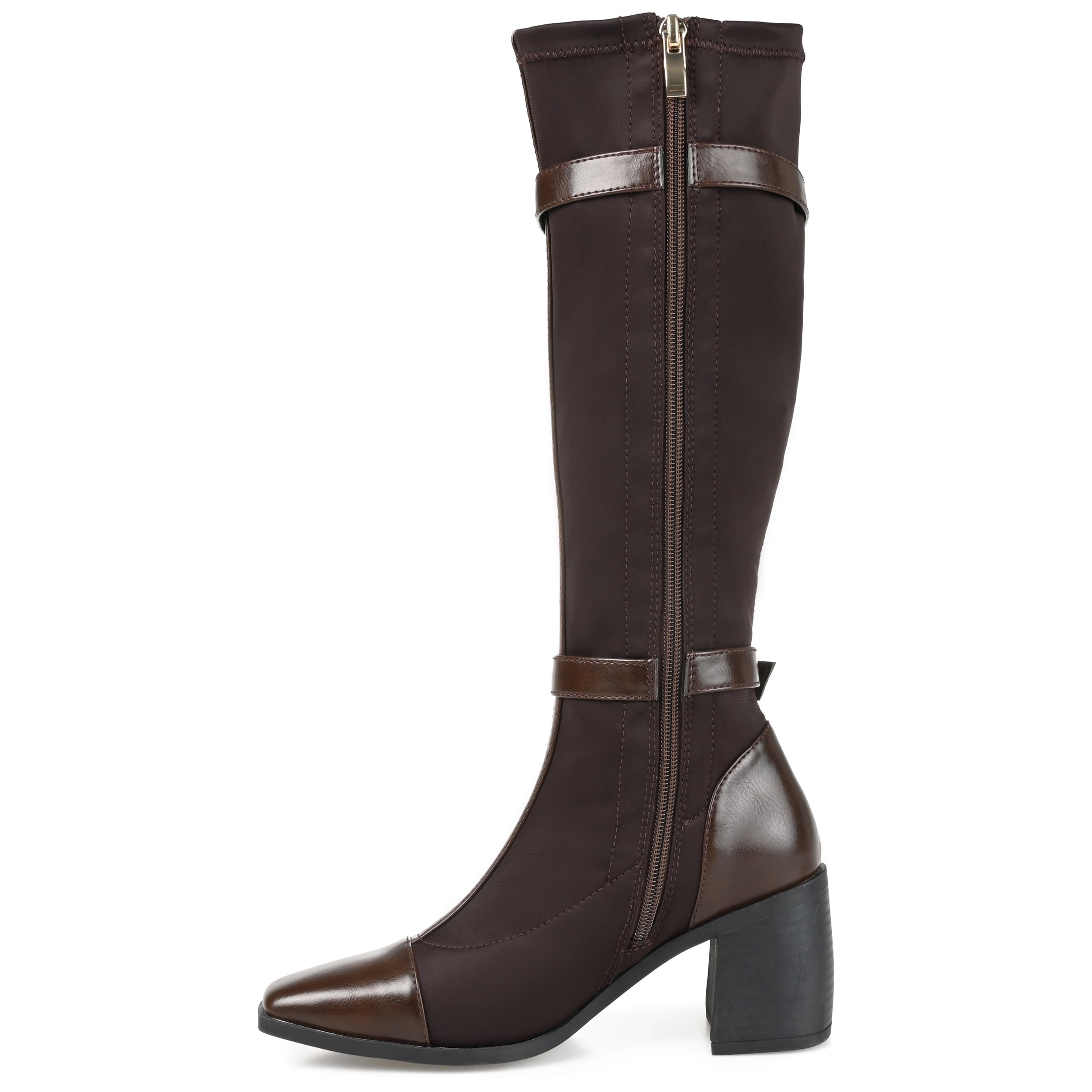 Journee Womens Gaibree Extra Wide Calf Stacked Heel Knee High Boots