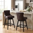 thumbnail image 5 of Fahomiss Swivel Bar Stools Counter Height Set of 2, 26" Faux Leather Kitchen Island Stools with Back, Brown, 5 of 10