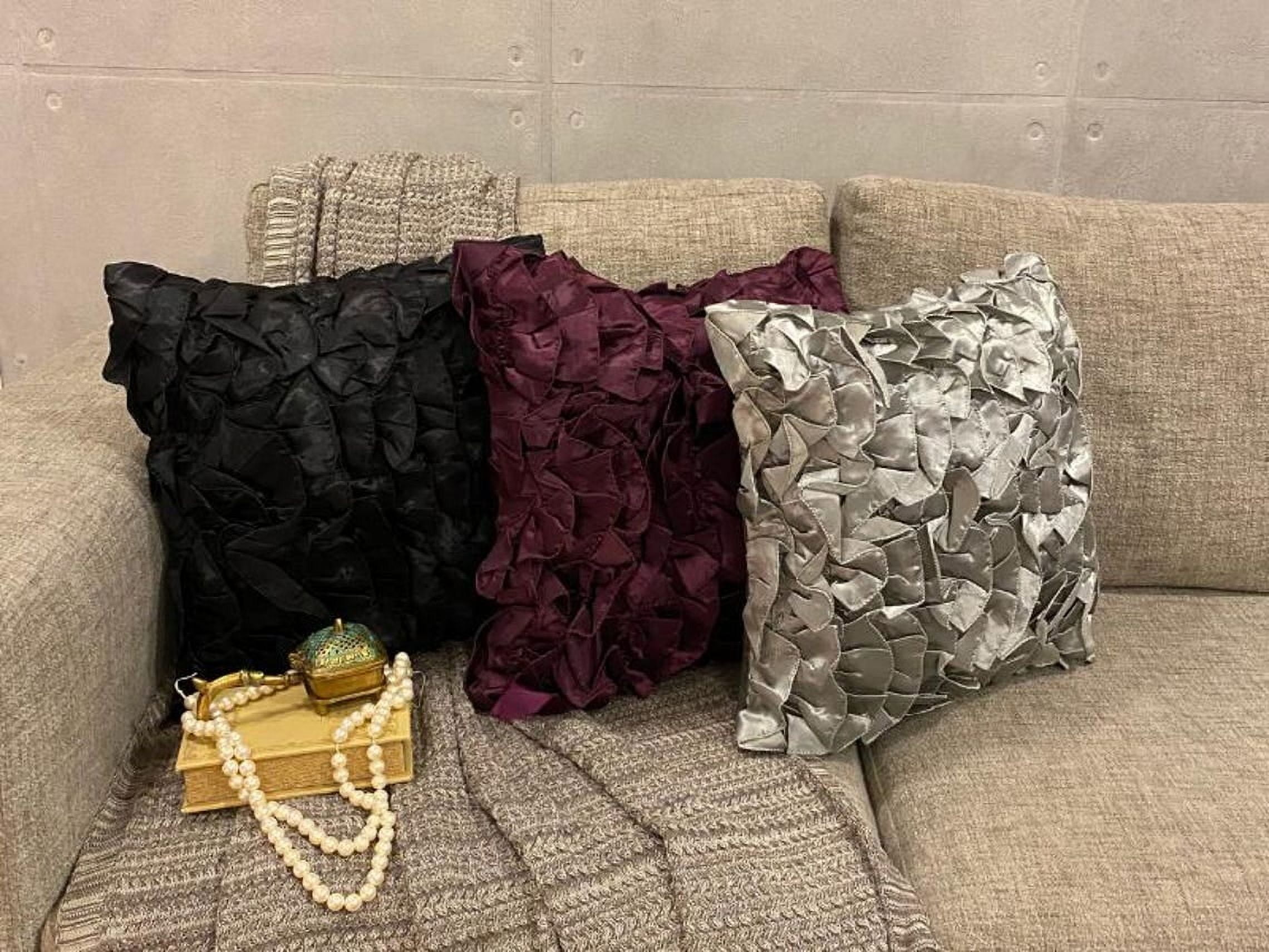 The HomeCentric Pillow Covers Black Pillow Cover Vintage Style Ruffles Shabby Chic Pillow Case Pack of 2 20x20 inch (50x50 cm) Throw Pillow Cover Solid Pillow Halloween Decorations - Vintage Black