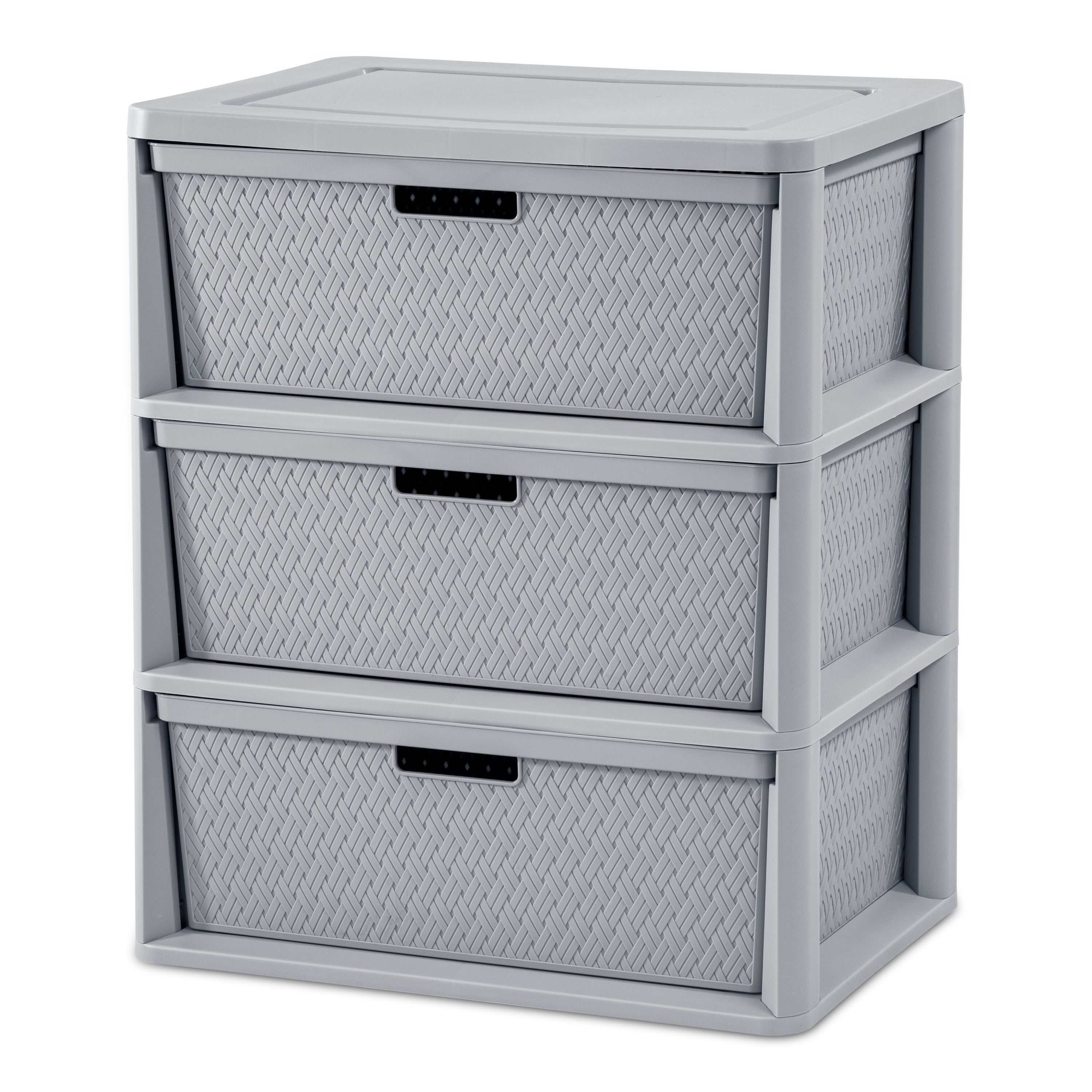 Espresso Frame & Drawers w/Driftwood Handles 21.63 Inches, 2-Pack STERILITE 25306P01 3 Drawer Wide Weave Tower