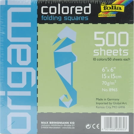 Global Art Folia Origami Paper, 6" x 6", 500/pkg, Assorted