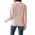 thumbnail image 3 of Womens Cable Knit Sweaters Long Sleeve V Neck Sweater Tops Casual Pullover Shirts Fall Fashion Outfits Pink M, 3 of 7
