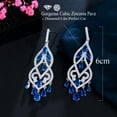 thumbnail image 5 of Dainty Silver Plated Blue CZ Bridal Long Tassel Dangling Drop Chandelier Earring, 5 of 9